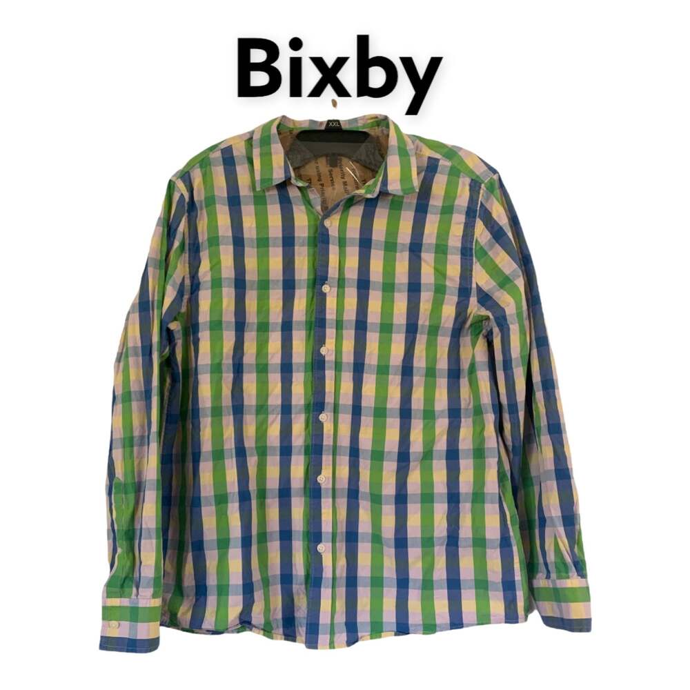 Bixby nomad Button Down Shirt blue green Mens size large